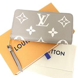 Louis Vuitton-Carteira longa redonda com zíper Monogram Empreinte Louis Vuitton-Bege,Cinza