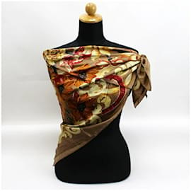 Chanel-Chanel Silk Scarf Muffler-Brown