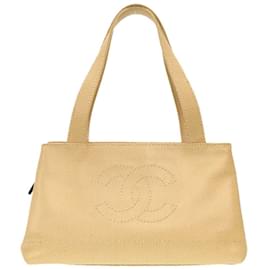 Chanel-Sac tote en cuir caviar beige Chanel-Beige