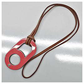 Hermès-Hermes Necklace with Lacquer Pendant-Brown,Black,Pink