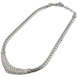 Christian Dior-Christian Dior Silver Rhinestone Necklace-Silvery