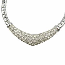 Christian Dior-Christian Dior Silver Rhinestone Necklace-Silvery