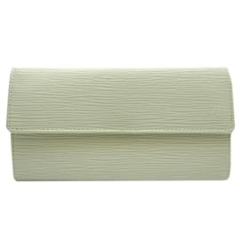 Louis Vuitton-Cartera larga de cuero Epi Louis Vuitton-Blanco,Blanco roto