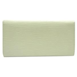 Louis Vuitton-Cartera larga de cuero Epi Louis Vuitton-Blanco,Blanco roto