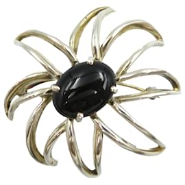 Tiffany & Co-Broche en onyx noir Tiffany Fireworks en argent 925-Argenté