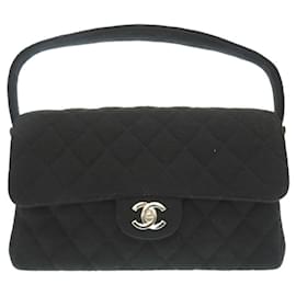 Chanel-Bolsa de mão Chanel Double Face Matelassê em Jersey-Preto