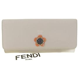 Fendi-Carteira longa de couro feminina Fendi-Cinza