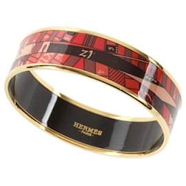 Hermès-Hermes HERMES Email GM Bangle Bracelet-Black,Red,Golden