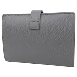 Céline-Celine Medium Strap Wallet in Gray Leather-Brown