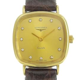 Longines-Reloj de cuarzo para damas Longines 12P con diamantes-Dorado