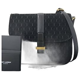 Yves Saint Laurent-Bolso de hombro de ante Yves Saint Laurent-Negro