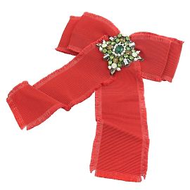 Rote Grosgrain-Brosche von Gucci Rot