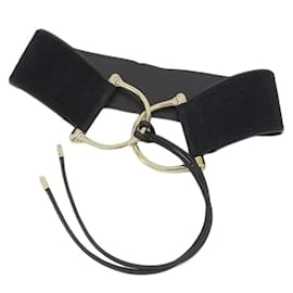 Gucci-Ceinture large en daim noir Gucci-Noir