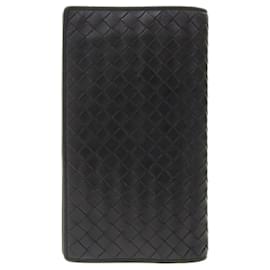 Bottega Veneta-Bottega Veneta Intrecciato Bi-Fold Long Wallet-Black