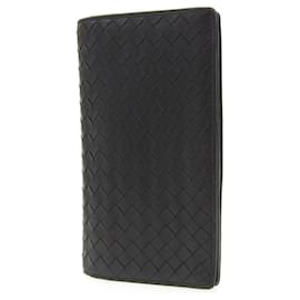 Bottega Veneta-Bottega Veneta Intrecciato Bi-Fold Long Wallet-Black