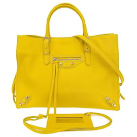 Balenciaga-Sac à main Balenciaga Mini 2WAY en papier jaune-Jaune