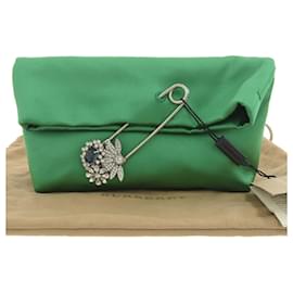 Burberry-Bolsa de mão de seda viscose verde Burberry-Verde