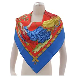 Hermès-Hermes Carre 90 Scarf in Blue and Red-Red,Blue