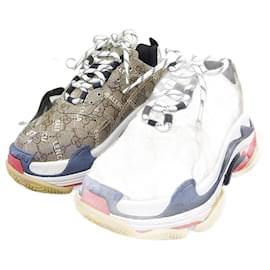 Gucci-Gucci × Balenciaga El Proyecto Hacker Zapatillas Triple S-Castaño,Blanco,Beige