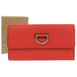 Burberry-Burberry Red Leather Tri-Fold Long Wallet-Red