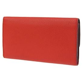 Burberry-Portefeuille long pliant en cuir rouge Burberry-Rouge