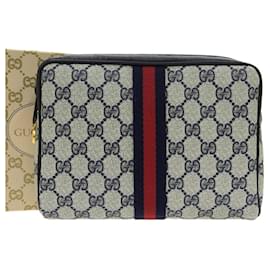 Gucci-Gucci Sherry Line Old Pouch in Navy Blue-Navy blue