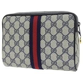 Gucci-Gucci Sherry Line Old Pouch in Navy Blue-Navy blue