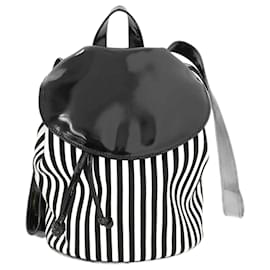 Salvatore Ferragamo-Salvatore Ferragamo Stripe Rucksack Backpack-Black,White