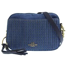 Coach-Sac à bandoulière en denim matelassé avec clous Coach-Bleu