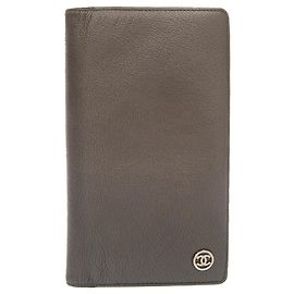 Chanel Metallic Gray Lambskin Bi-Fold Long Wallet Metallic
