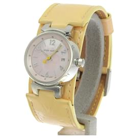 Louis Vuitton-Montre à quartz pour femmes Louis Vuitton Tambour Monogram Verni-Argenté,Rose,Beige