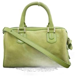 Giorgio Armani-Giorgio Armani Green Suede 2WAY Handbag-Green