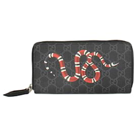 Gucci-Gucci Long Bill Geldbörse aus schwarzem GG-Canvas-Schwarz