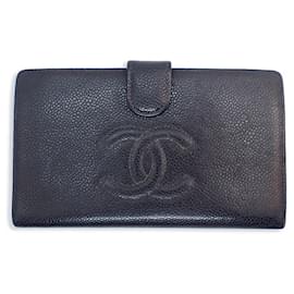 Chanel-Chanel Caviar Leather Long Wallet-Black,Golden