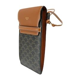 Céline-Funda de teléfono Celine Triomphe Bolsa de hombro-Castaño