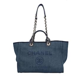 Chanel-Sac à épaule Chanel Deauville GM-Bleu Marine