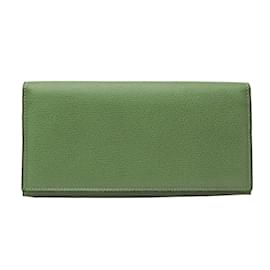 Valextra-Cartera larga de piel de ternera para mujeres Valextra V9L13-Verde