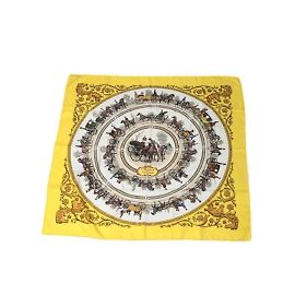 Hermès Lenço de seda amarelo Carre90 Hermes Springs Amarelo
