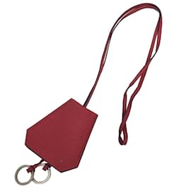 Hermès Hermes Leder Crochette Halskette mit Keybell Schlüsselanhänger Rot