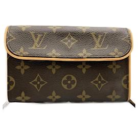 Louis Vuitton-Sac à taille Monogram Pochette Florentine de Louis Vuitton-Marron,Monogramme