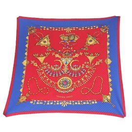 Cachecol plissado Hermès em azul e vermelho Vermelho Azul