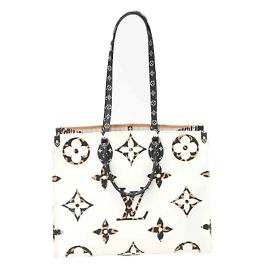 Bolsa tote On the Go GM Monogram Jungle da Louis Vuitton Branco Laranja