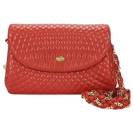 Bolsa de ombro de couro vermelho Bally com corrente Vermelho