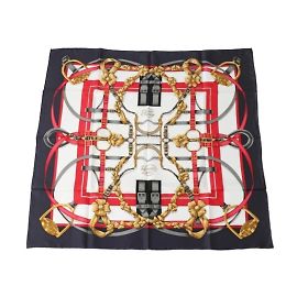 Hermès Sciarpa Navy Kare90 di Hermes Crano Manege Rosso Blu navy