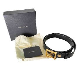 Bulgari Schwarzer Leder Gürtel von Bvlgari Schwarz