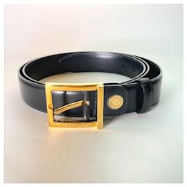 Bulgari-Bvlgari Black Leather Belt-Black