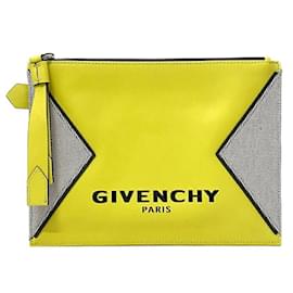 Givenchy-Givenchy Gray and Yellow Clutch Bag-Brown,Yellow