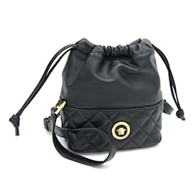 Versace-Bolsa de ombro de couro preto Versace-Preto