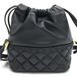 Versace-Bolsa de ombro de couro preto Versace-Preto