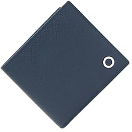 Bulgari-Bvlgari Navy Leather Bi-fold Wallet-Navy blue